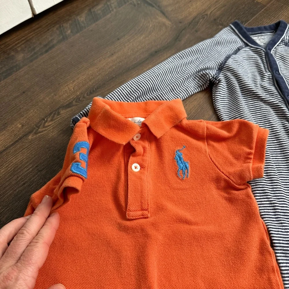 Bundle of Boys Four Ralph Lauren Polo Romper/Footie Size 9 Months